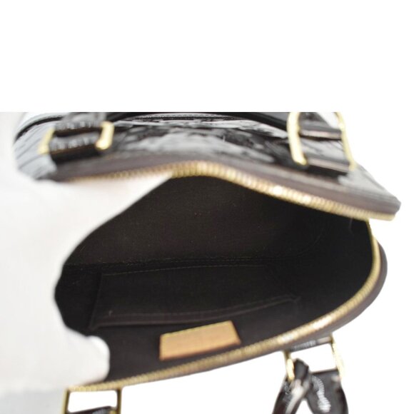 Louis Vuitton  Alma BB Monogram Vernis Satchel Bag Dark Burgundy - Picture 11 of 13